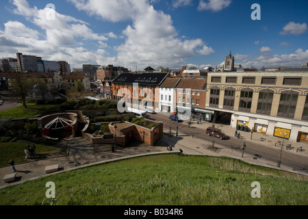 Vista dal castello di Norwich su Norwich Foto Stock