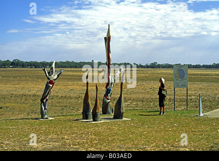 Scultura aborigena, Edenhope Foto Stock