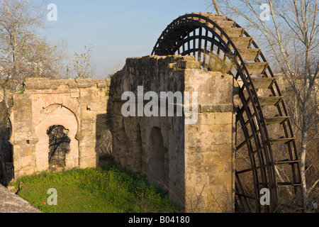 Molino de la Albolafia, una grande islamica ruota di acqua sul Rio Guadalquivir (Fiume), città di Cordoba, Patrimonio Mondiale dell UNESCO Foto Stock