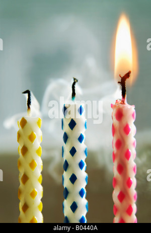 Close-Up di candeline di compleanno Foto Stock