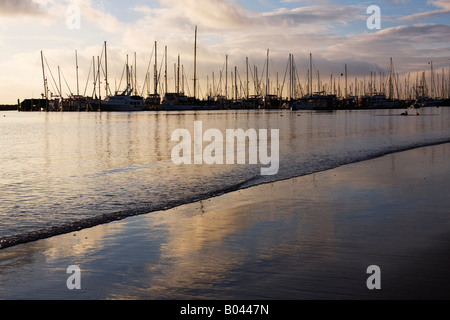 Marina all'alba, Santa Barbara, California, Stati Uniti d'America Foto Stock