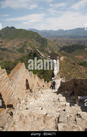 La Grande Muraglia Jinshanling da a Simatai, Cina Foto Stock