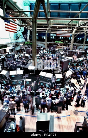 New York, NY, STATI UNITI D'AMERICA, New York Stock Exchange, interni Panoramica generale trading floor con Folla Stock Traders Foto Stock