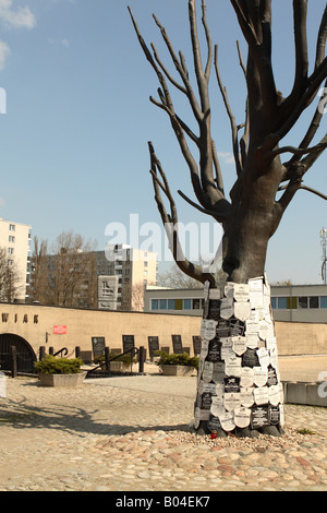 Varsavia Polonia ingresso alla prigione Pawiak museo con le placche che mostra i nomi delle vittime era un nazista tedesco centro di tortura a WW2 Foto Stock