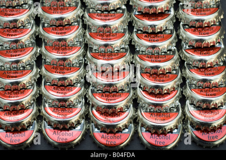 Righe di Becks alcool birra gratis bottletops Foto Stock