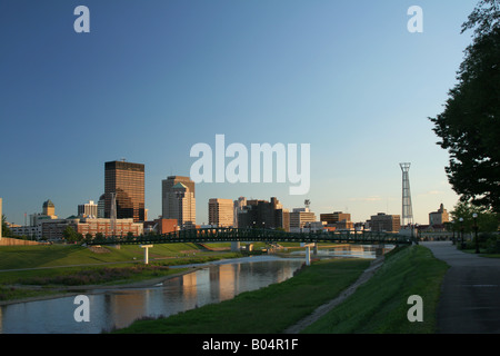 Downtown Dayton Ohio al crepuscolo Foto Stock