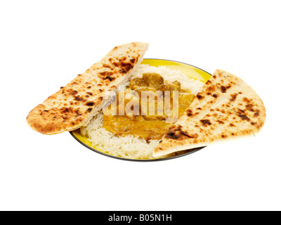 Agnello korma con riso e pane naan Foto Stock