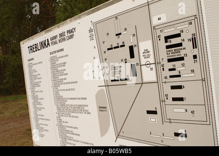 Treblinka in Polonia la posizione del sito Mappa di WW2 penale tedesco del lavoro forzato di concentramento per lucidare le vittime di atrocità naziste Foto Stock