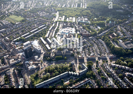 Vista aerea sud ovest ofArchway Highgate Hill Whittington Hospital di Highgate il cimitero di alloggiamento suburbana a Londra NW5 N19 Inghilterra REGNO UNITO Foto Stock