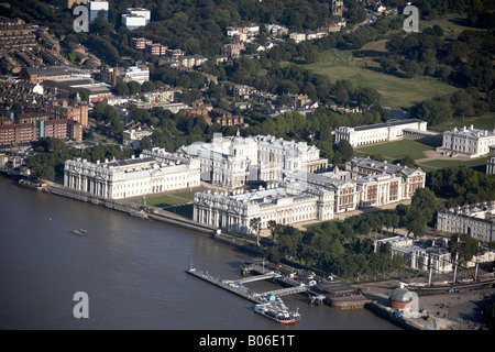 Vista aerea del sud-est del palazzo di Greenwich Park e il Museo Marittimo Nazionale Fiume Tamigi Londra SE10 Inghilterra REGNO UNITO Foto Stock