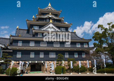 "Ujo Crow il castello di Okayama Giappone fu costruito nel 1597.". Foto Stock