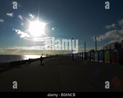 Vista lungo la promenade a Hove guardando verso shoreham England Regno Unito Foto Stock