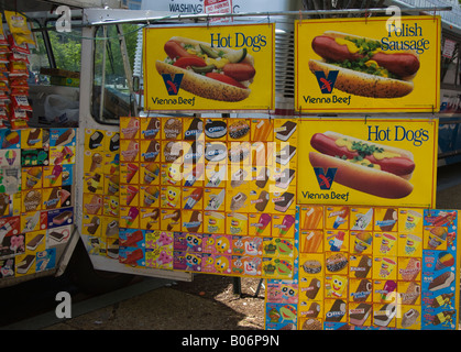 Elenco dei menu hot dog e gelati Foto Stock
