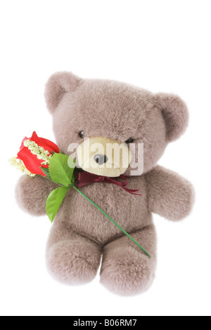 Orsacchiotto Peluche 25 Cm Con Rosa, Morbido E Coccoloso, Regalo Per Mamma, Bambina O Fidanzata