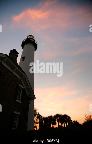 San Simons faro al tramonto, Saint Simons Island, Georgia Foto Stock