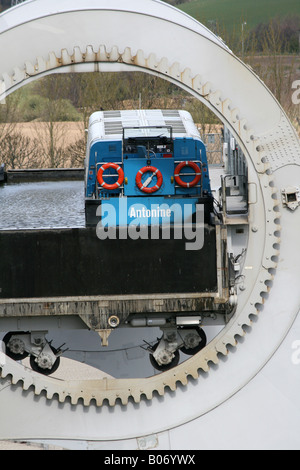 Falkirk Wheel, primo del mondo e solo ruotando boat lift Foto Stock