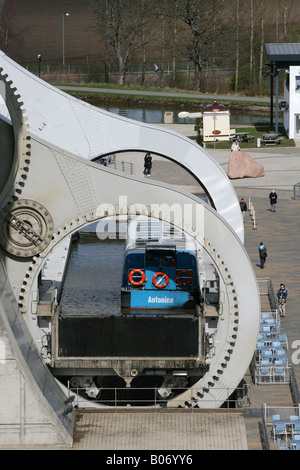 Falkirk Wheel, primo del mondo e solo ruotando boat lift Foto Stock