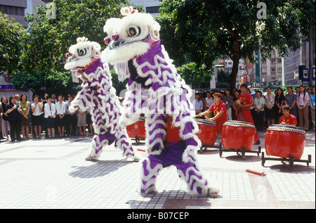 Il cinese la danza del Leone di Taipei Taiwan Cina Foto Stock