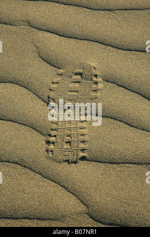 Shoeprint contrassegnati sulla Sandy Desert Dune Foto Stock