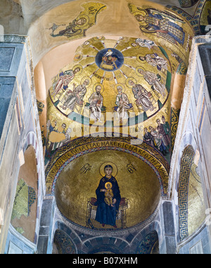Vergine E Cristo Bambino Abside Mosaici Chiesa Katholikon Hosios 