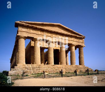 Tempio della Concordia o la Concordia, la Valle dei Templi di Agrigento Sicilia Italia UE. Foto Stock