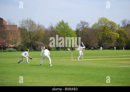 Partita di cricket, Charterhouse, Godalming, Surrey, England, Regno Unito Foto Stock