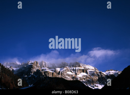 Gruppo del Sella, Sella Gruppe da Selva Gardena, Dolomiti, Val Gardena, Alto Adige, Trentino, Italia Foto Stock