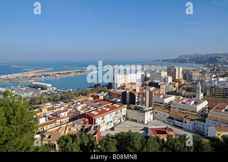 Vista panoramica di Denia, Valencia, Costa Blanca, Spagna Foto Stock