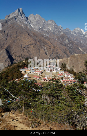 Monastero di Tengpoche, Khumbila, Parco Nazionale di Sagarmatha, Khumbu Himal, Nepal Foto Stock