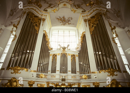 Organo, Marienmuenster (Cattedrale di Mariano), Diessen am Ammersee, Baviera, Germania Foto Stock