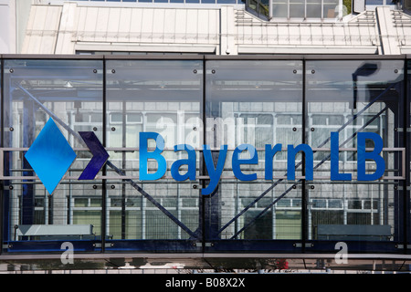 Segno per il Bayern LB, Bayerische Landesbank (bavarese banca statale), Monaco di Baviera, Germania Foto Stock