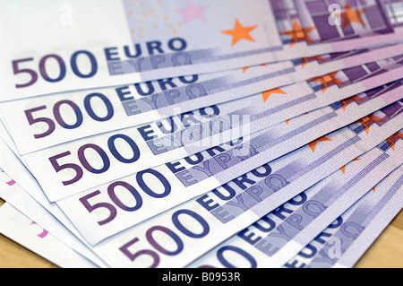 Molti 500 Euro Bills, ventaglio Foto Stock