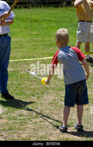 Storia viva a cub scout camp Foto Stock