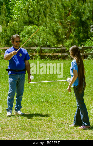 Storia viva a cub scout camp Foto Stock