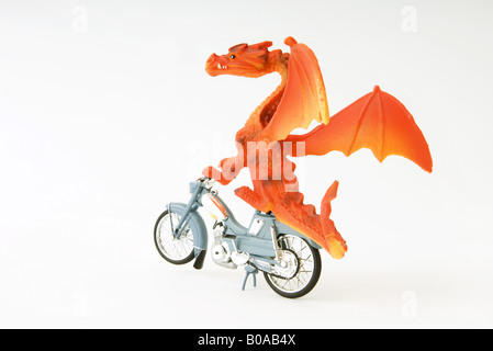 Toy dragon moto equitazione Foto Stock