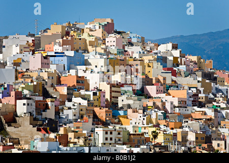 Case su ciò che è noto come il dipinto Hillside Su Hotel Barrio San Nicolas Las Palmas " Gran Canaria" "Isole Canarie " Spagna Foto Stock