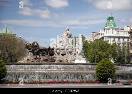 Fontana in Plaza de Cibeles Madrid Foto Stock