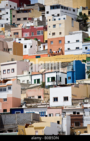 Case su ciò che è noto come il dipinto Hillside Su Hotel Barrio San Nicolas Las Palmas " Gran Canaria" "Isole Canarie " Spagna Foto Stock