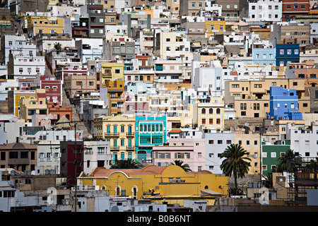 Case su ciò che è noto come il dipinto Hillside Su Hotel Barrio San Nicolas Las Palmas " Gran Canaria" "Isole Canarie " Spagna Foto Stock