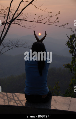 Miss bangkok , tramonto a Mae Hong Son, Tailandia Foto Stock