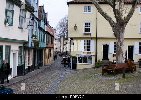 Elm Hill - Norwich Foto Stock