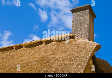 Paglia di nuovo su edificio nel villaggio di Broadway Worcestershire Cotswolds Inghilterra REGNO UNITO Foto Stock