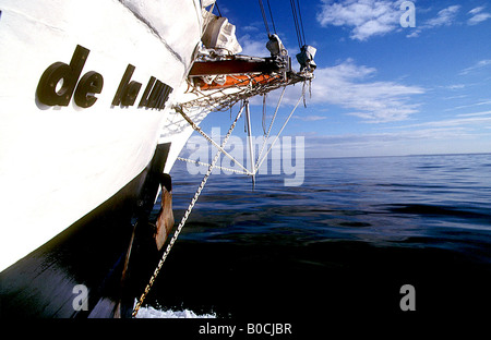 Vista guardando verso la prua dallo Spirito a bordo delle Tall Ship 'Jean de la Lune" Foto Stock