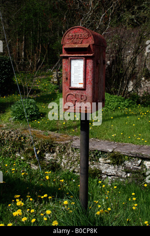 Una casella postale in campagna gallese. Foto Stock