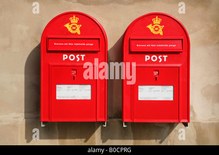 Postboxes a Copenhagen, in Danimarca. Foto Stock