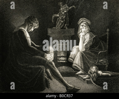 Xix secolo stampa per incisione del silenzio 1835 da un dipinto di J A Fuseli RA da John Milton Il Penseroso Foto Stock