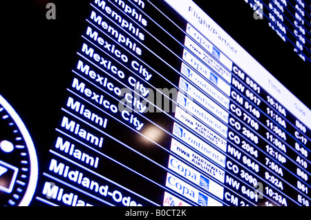 Pannello indicatore, George Bush International Airport Houston, Texas Foto Stock