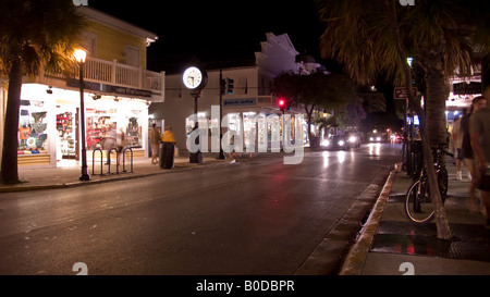 Duval Street a Key West di notte Foto Stock