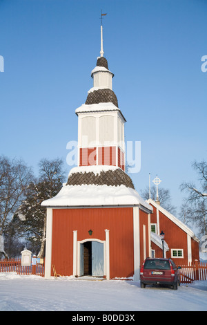 La chiesa di Jukkasjarvi / Svezia settentrionale Foto Stock