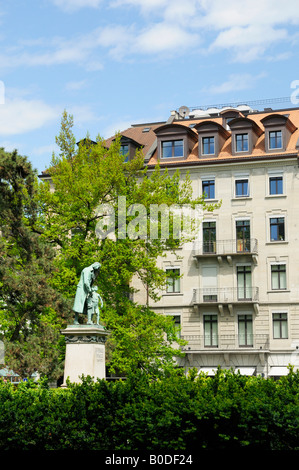 Johann Heinrich Pestalozzi statua, Zurigo CH Foto Stock